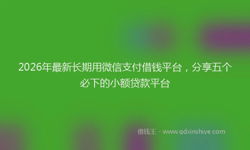 2026年最新长期用微信支付借钱平台，分享五个必下的小额贷款平台