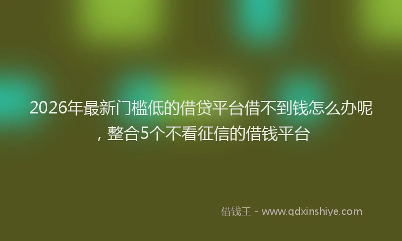 2026年最新门槛低的借贷平台借不到钱怎么办呢，整合5个不看征信的借钱平台
