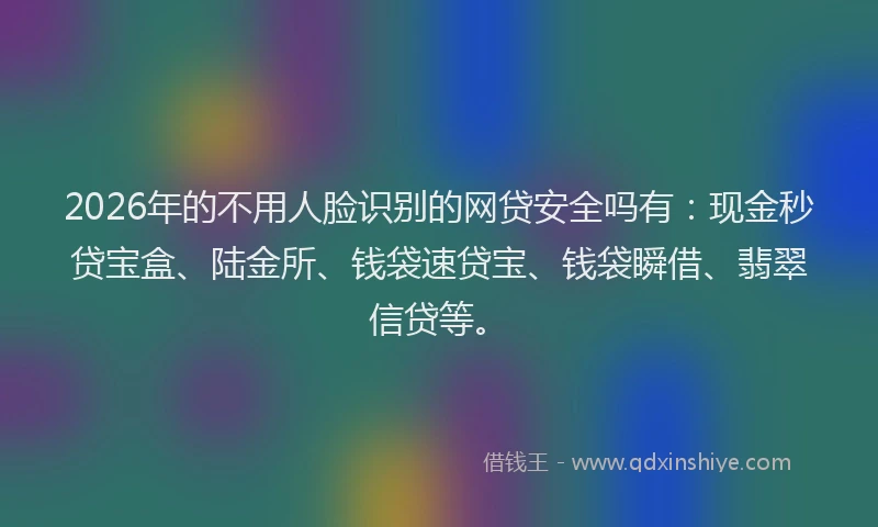 2026年的不用人脸识别的网贷安全吗有：现金秒贷宝盒、陆金所、钱袋速贷宝、钱袋瞬借、翡翠信贷等。
