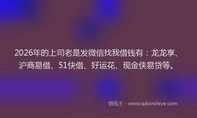 2026年的上司老是发微信找我借钱有：龙龙享、沪商易借、51快借、好运花、现金侠易贷等。