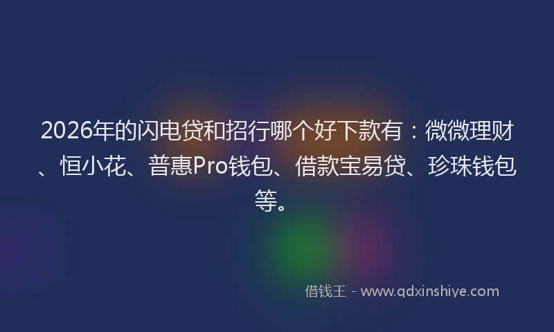2026年的闪电贷和招行哪个好下款有：微微理财、恒小花、普惠Pro钱包、借款宝易贷、珍珠钱包等。