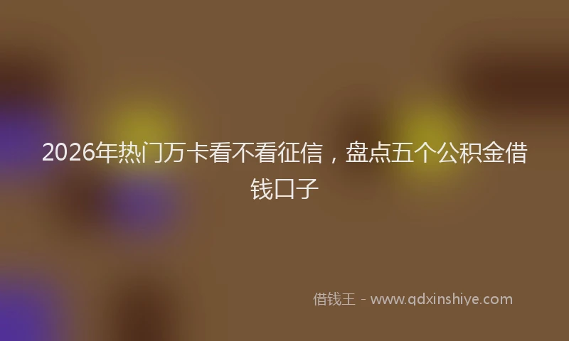 2026年热门万卡看不看征信，盘点五个公积金借钱口子