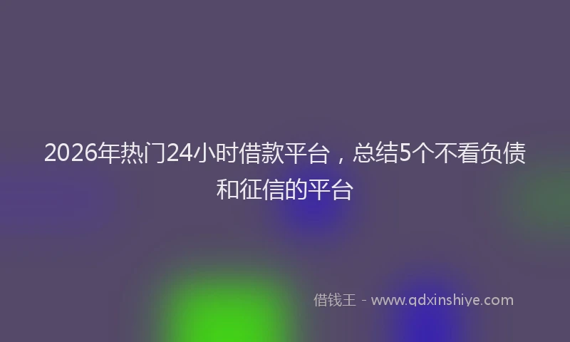 2026年热门24小时借款平台，总结5个不看负债和征信的平台