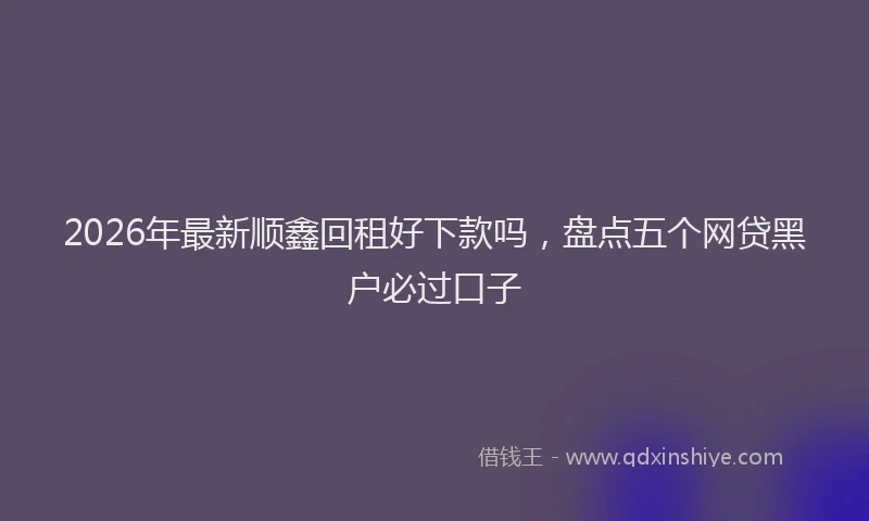 2026年最新顺鑫回租好下款吗，盘点五个网贷黑户必过口子