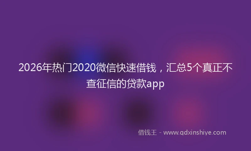 2026年热门2020微信快速借钱，汇总5个真正不查征信的贷款app