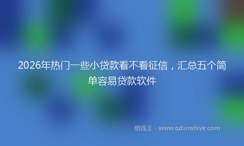 2026年热门一些小贷款看不看征信，汇总五个简单容易贷款软件