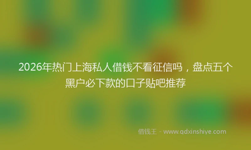 2026年热门上海私人借钱不看征信吗，盘点五个黑户必下款的口子贴吧推荐