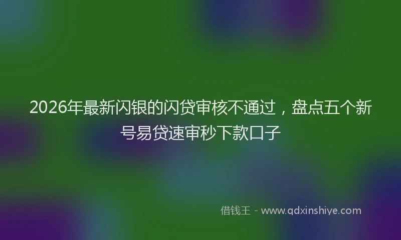 2026年最新闪银的闪贷审核不通过，盘点五个新号易贷速审秒下款口子
