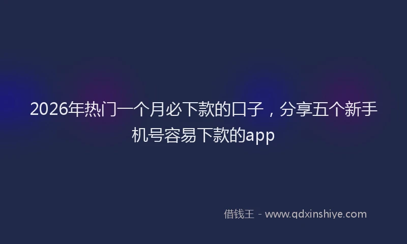 2026年热门一个月必下款的口子，分享五个新手机号容易下款的app