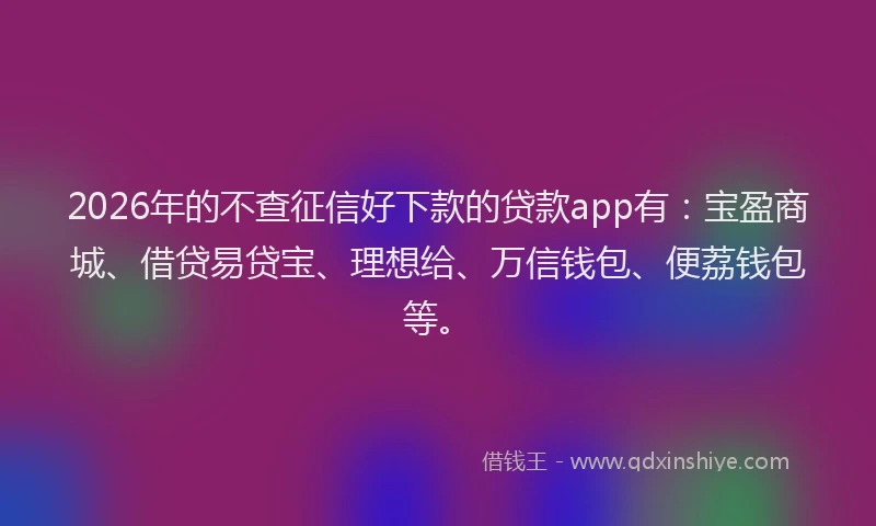 2026年的不查征信好下款的贷款app有：宝盈商城、借贷易贷宝、理想给、万信钱包、便荔钱包等。