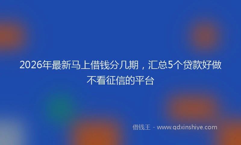 2026年最新马上借钱分几期，汇总5个贷款好做不看征信的平台
