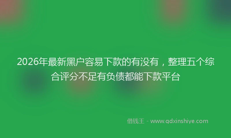 2026年最新黑户容易下款的有没有，整理五个综合评分不足有负债都能下款平台
