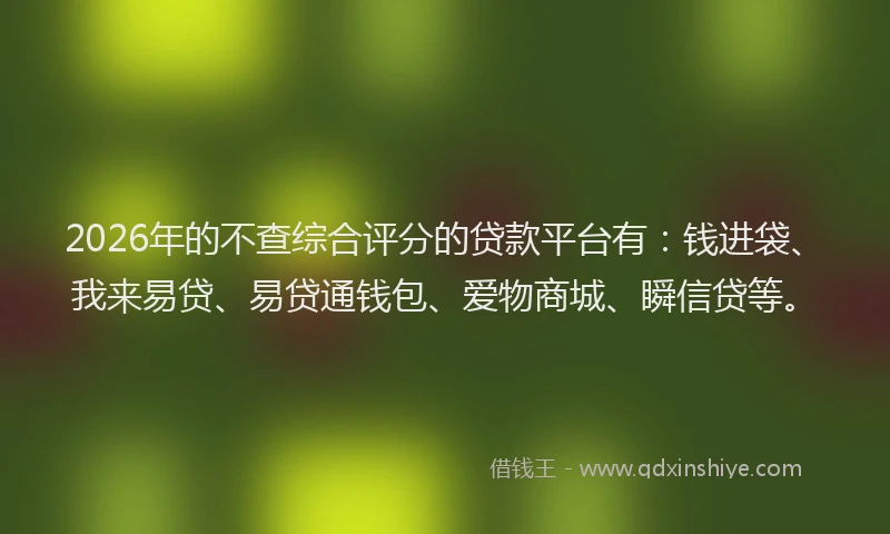 2026年的不查综合评分的贷款平台有：钱进袋、我来易贷、易贷通钱包、爱物商城、瞬信贷等。