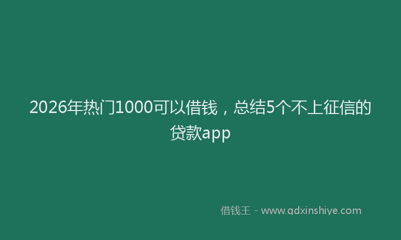2026年热门1000可以借钱，总结5个不上征信的贷款app