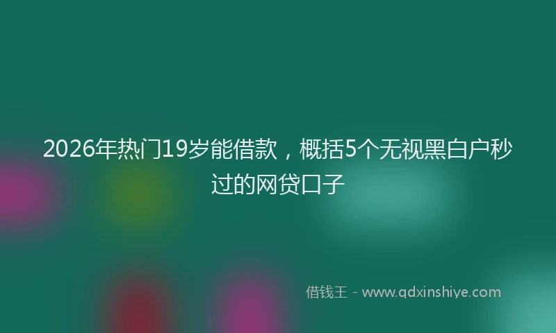 2026年热门19岁能借款，概括5个无视黑白户秒过的网贷口子