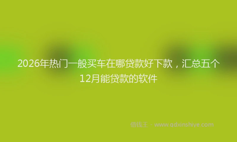 2026年热门一般买车在哪贷款好下款，汇总五个12月能贷款的软件