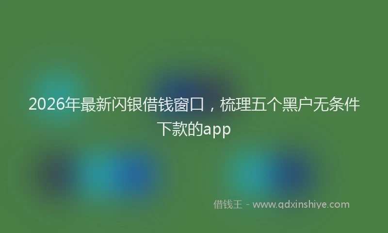 2026年最新闪银借钱窗口，梳理五个黑户无条件下款的app