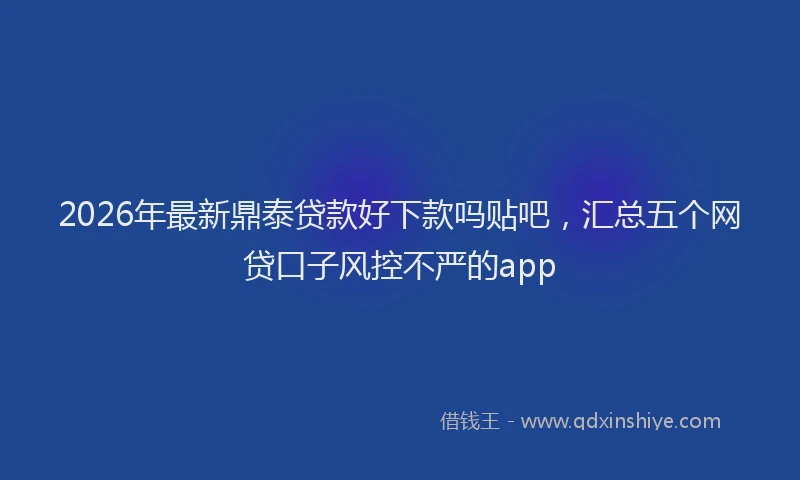 2026年最新鼎泰贷款好下款吗贴吧，汇总五个网贷口子风控不严的app