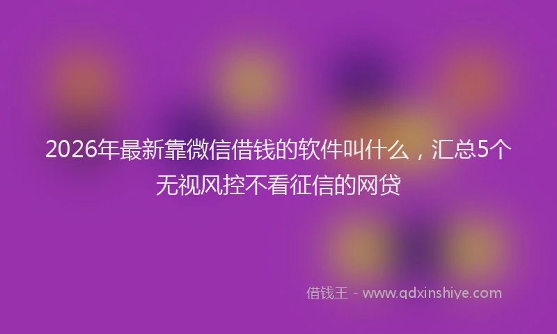 2026年最新靠微信借钱的软件叫什么，汇总5个无视风控不看征信的网贷