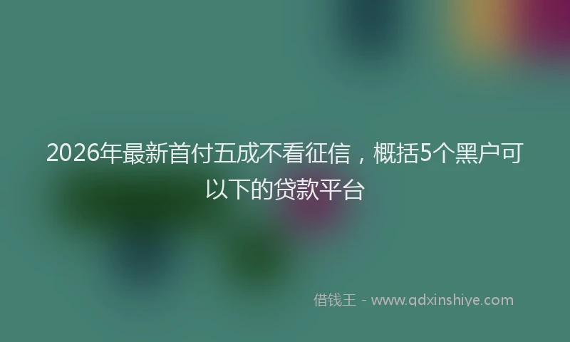 2026年最新首付五成不看征信，概括5个黑户可以下的贷款平台