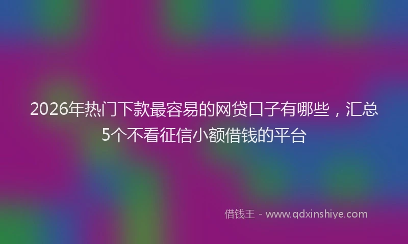 2026年热门下款最容易的网贷口子有哪些，汇总5个不看征信小额借钱的平台