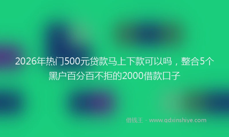 2026年热门500元贷款马上下款可以吗，整合5个黑户百分百不拒的2000借款口子