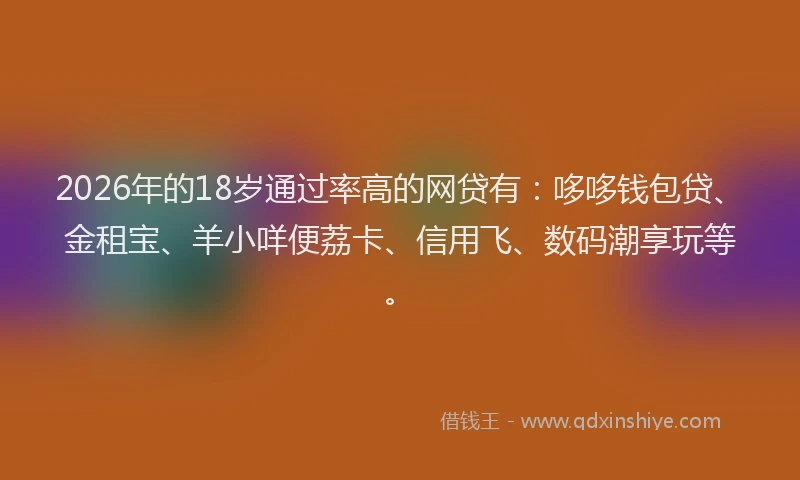 2026年的18岁通过率高的网贷有：哆哆钱包贷、金租宝、羊小咩便荔卡、信用飞、数码潮享玩等。
