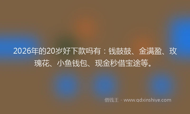 2026年的20岁好下款吗有：钱鼓鼓、金满盈、玫瑰花、小鱼钱包、现金秒借宝途等。