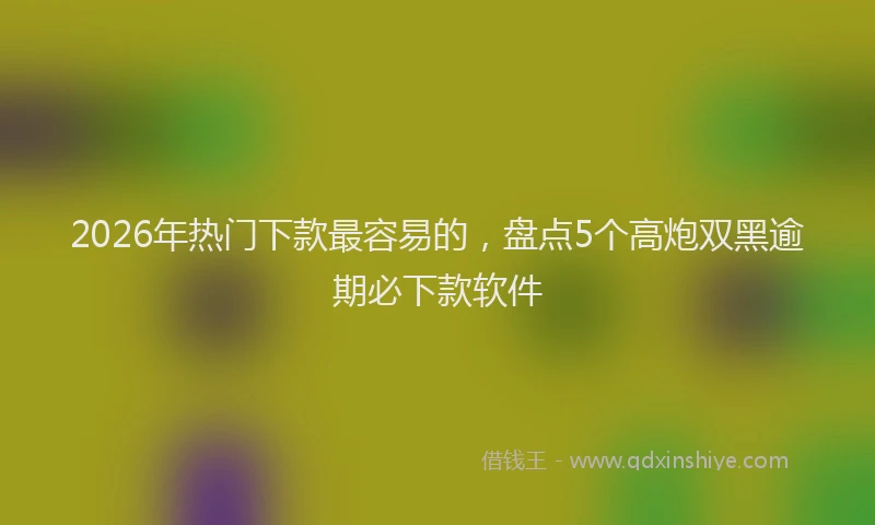 2026年热门下款最容易的，盘点5个高炮双黑逾期必下款软件