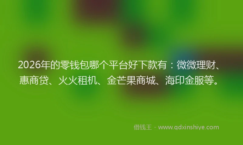 2026年的零钱包哪个平台好下款有：微微理财、惠商贷、火火租机、金芒果商城、海印金服等。