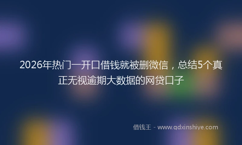 2026年热门一开口借钱就被删微信，总结5个真正无视逾期大数据的网贷口子