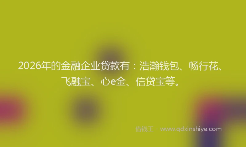2026年的金融企业贷款有：浩瀚钱包、畅行花、飞融宝、心e金、信贷宝等。