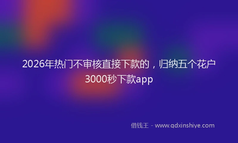 2026年热门不审核直接下款的，归纳五个花户3000秒下款app