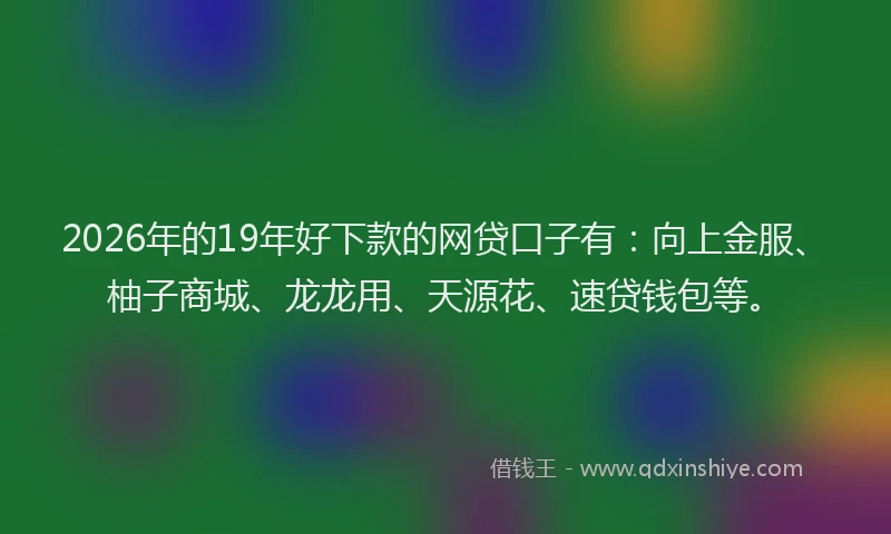 2026年的19年好下款的网贷口子有：向上金服、柚子商城、龙龙用、天源花、速贷钱包等。