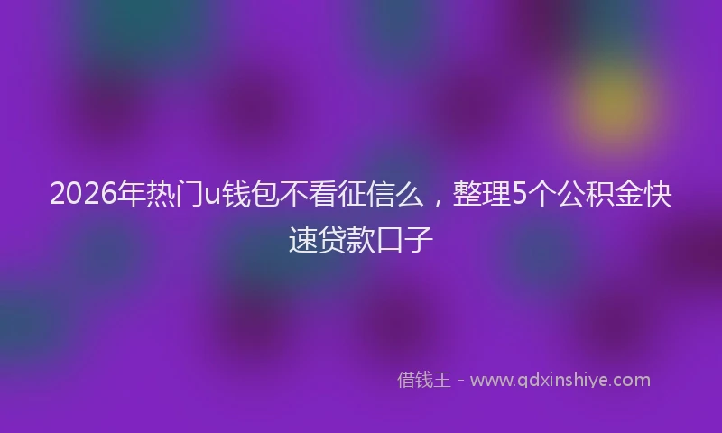 2026年热门u钱包不看征信么，整理5个公积金快速贷款口子