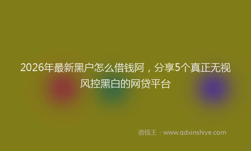 2026年最新黑户怎么借钱阿，分享5个真正无视风控黑白的网贷平台