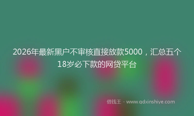 2026年最新黑户不审核直接放款5000，汇总五个18岁必下款的网贷平台