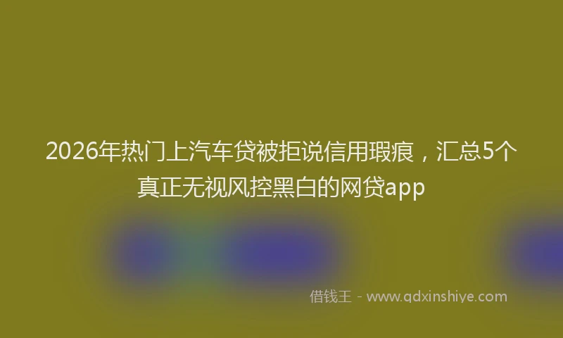 2026年热门上汽车贷被拒说信用瑕疵，汇总5个真正无视风控黑白的网贷app