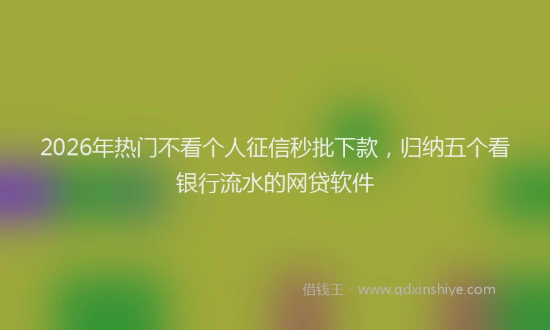 2026年热门不看个人征信秒批下款，归纳五个看银行流水的网贷软件