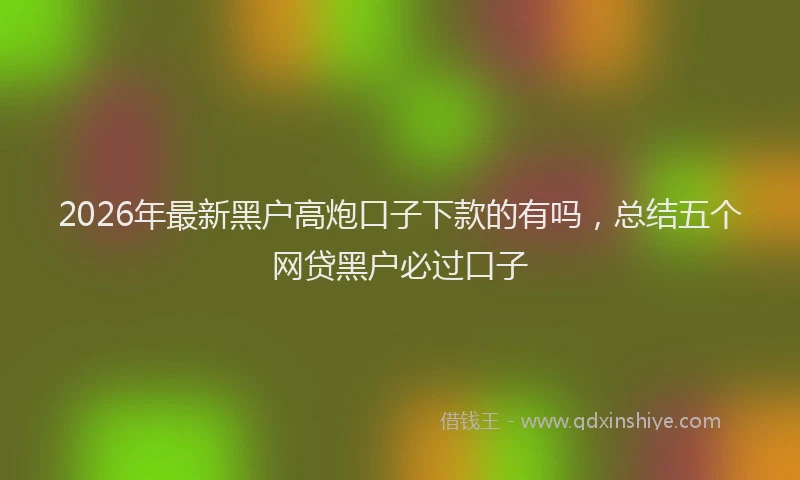 2026年最新黑户高炮口子下款的有吗，总结五个网贷黑户必过口子