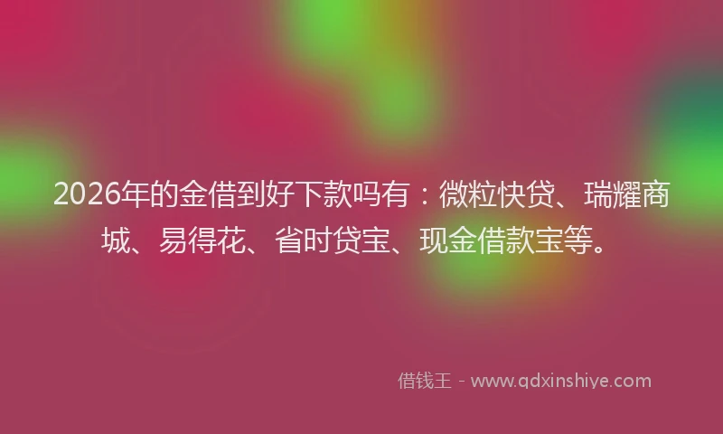 2026年的金借到好下款吗有：微粒快贷、瑞耀商城、易得花、省时贷宝、现金借款宝等。