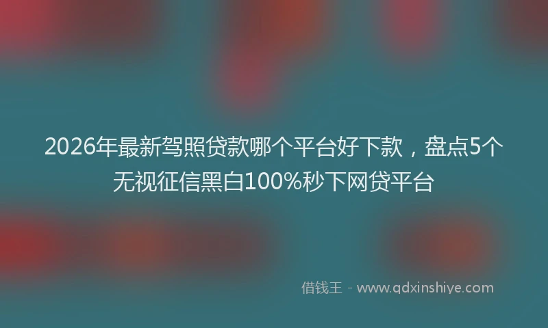 2026年最新驾照贷款哪个平台好下款，盘点5个无视征信黑白100%秒下网贷平台