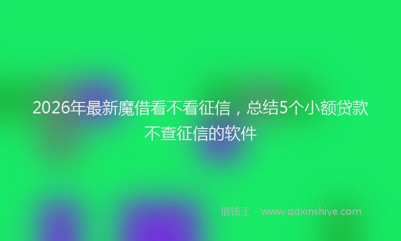 2026年最新魔借看不看征信，总结5个小额贷款不查征信的软件