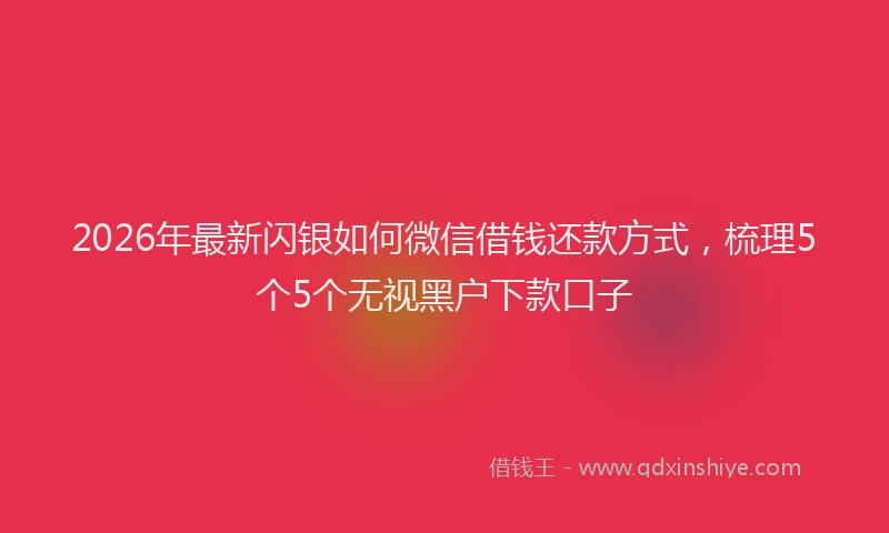 2026年最新闪银如何微信借钱还款方式，梳理5个5个无视黑户下款口子