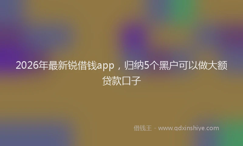 2026年最新锐借钱app，归纳5个黑户可以做大额贷款口子