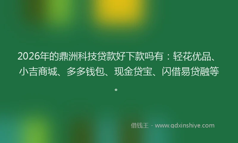2026年的鼎洲科技贷款好下款吗有：轻花优品、小吉商城、多多钱包、现金贷宝、闪借易贷融等。
