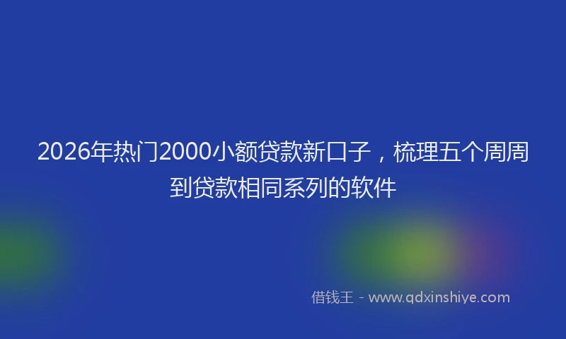 2026年热门2000小额贷款新口子，梳理五个周周到贷款相同系列的软件