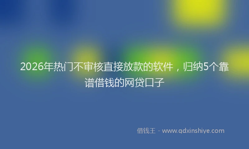 2026年热门不审核直接放款的软件，归纳5个靠谱借钱的网贷口子