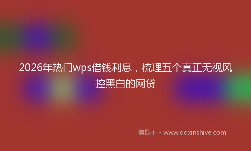 2026年热门wps借钱利息，梳理五个真正无视风控黑白的网贷