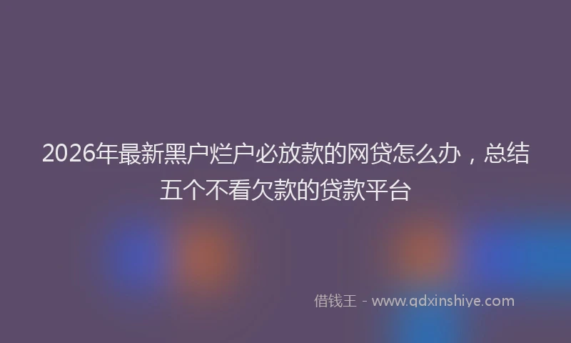 2026年最新黑户烂户必放款的网贷怎么办，总结五个不看欠款的贷款平台